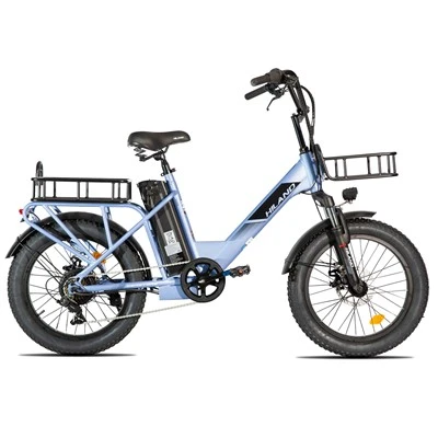 HILAND 20-инчов E Bike 250w двигател със задна главина Рамка от алуминиева сплав 7-скоростна дебела гума Електрически товарен велосипед